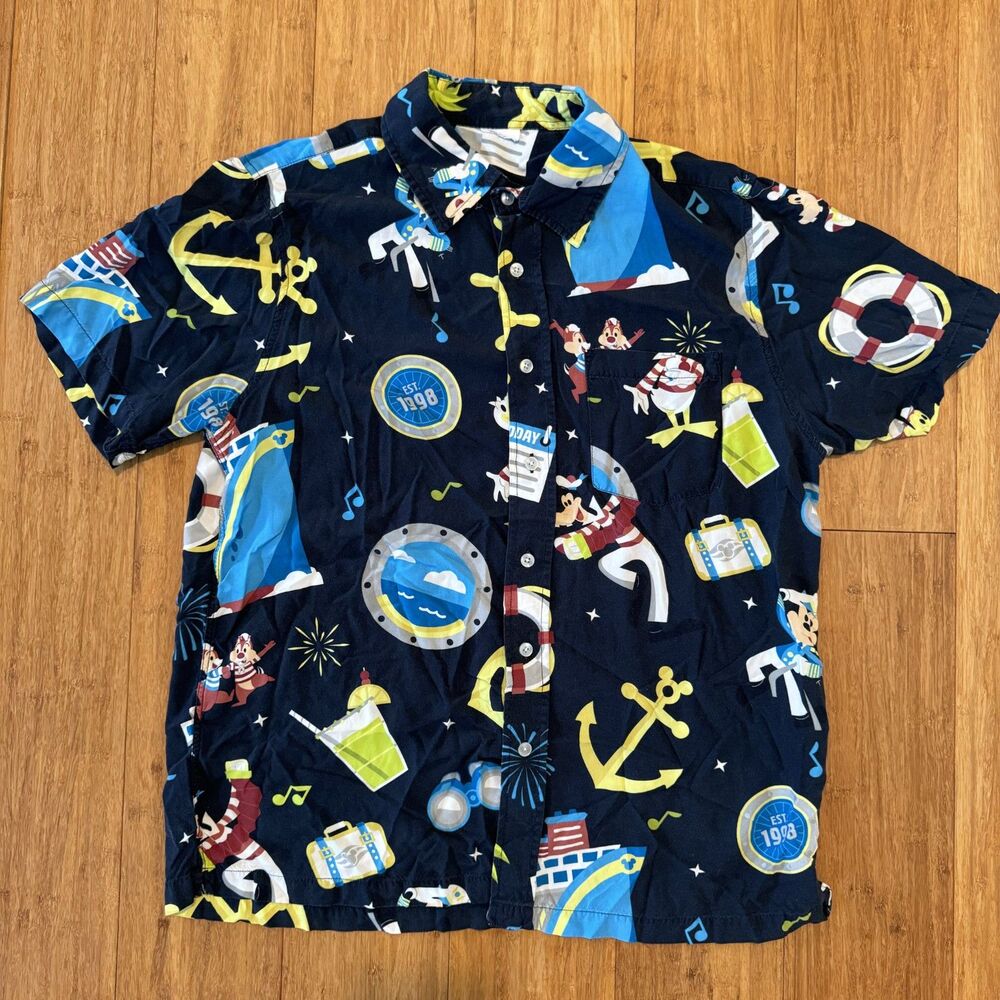 Disney Cruise Line Men's Woven Button Down Shirt Size Medium